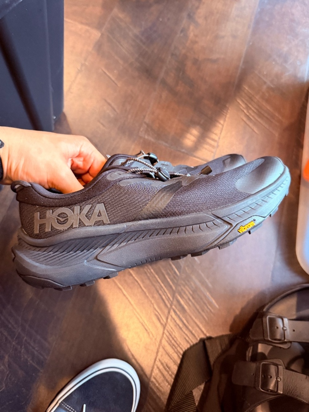 HOKA TRANSPORT MENS ALL BLACK SHOE